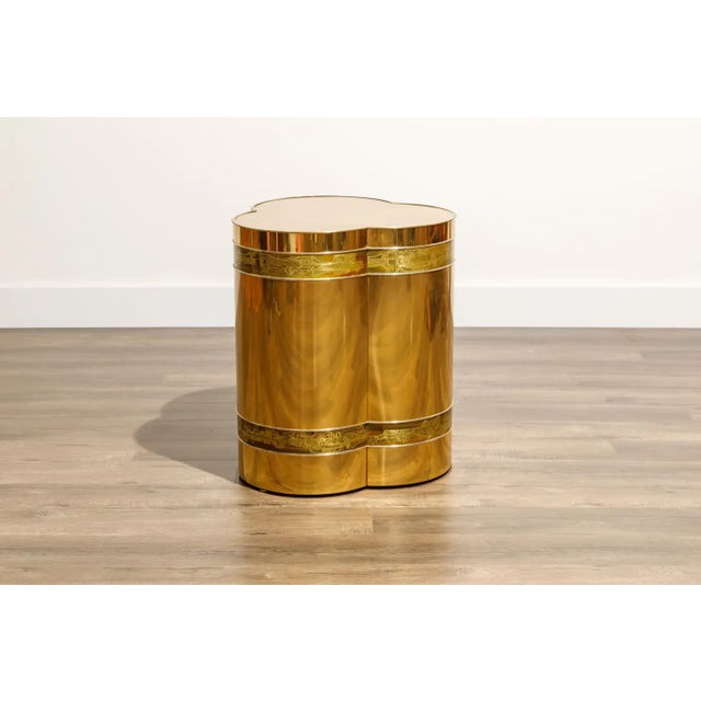 Bernhard Rohne Bernard Rohne for Mastercraft Acid-Etched Brass Lamp Table or Side Table, 1970s For Sale - Image 4 of 18