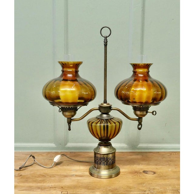 Vintage Twin Brass Table Lamp, 1970 For Sale - Image 4 of 8