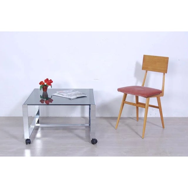 Steel and Smoke Glass Coffee Table, 1970s For Sale - Image 3 of 10