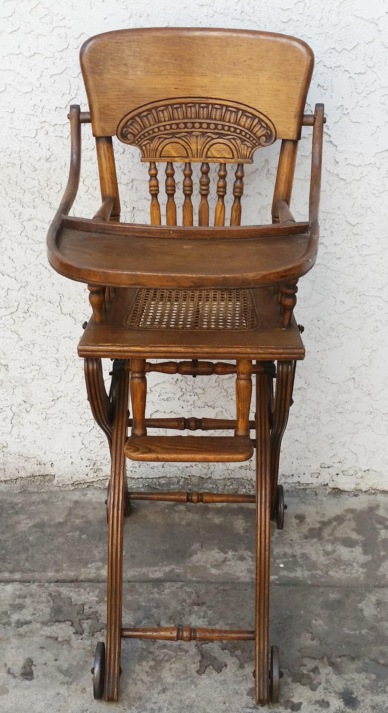 antique convertible high chair stroller