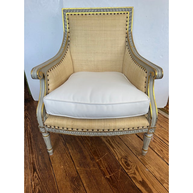 Oly Studio Grey Painted & Raffia Side Chair For Sale - Image 9 of 9