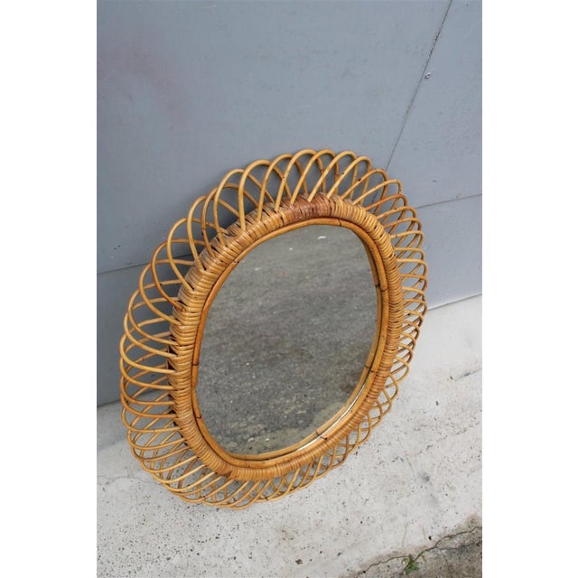 Wood Woven Bamboo Mirror by Franco Albini, Italy, 1950s For Sale - Image 7 of 12