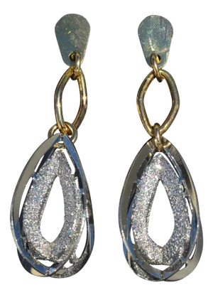 Ladies Italian 14K Two Tone Dangler Earrings, 2 Pieces