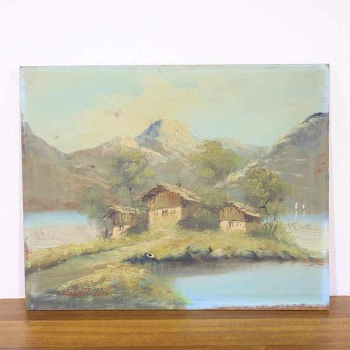 Brizioli, Mountain Landscape, 2000s, Oil on Panel For Sale - Image 8 of 8