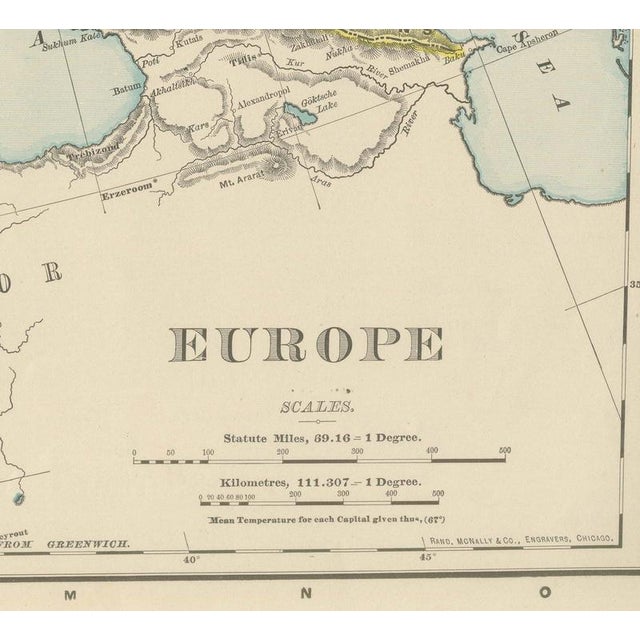 Antique Map of Europe Before the First World War by Rand McNally, 1899 For Sale - Image 3 of 12