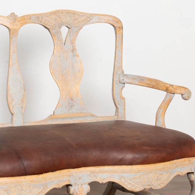 Early 19th Century Swedish Rococo Painted Pine Bench Settee For Sale - Image 6 of 10