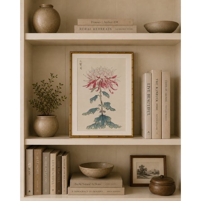 Paper Japanese Chrysanthemum by Hasegawa, Vintage Botanical Art Print, 12" X 18" For Sale - Image 7 of 8