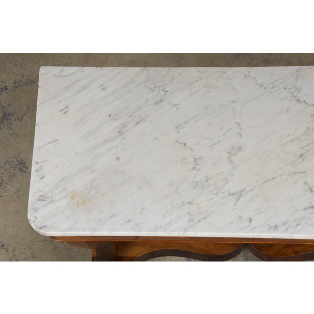 19th Century French Empire Style Walnut Console W/ Carrara Marble For Sale In New York - Image 6 of 12