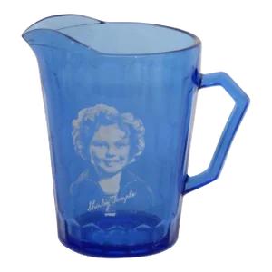 Shirley Temple Cobalt Blue Hazel Atlas Glass Milk Creamer Pitcher