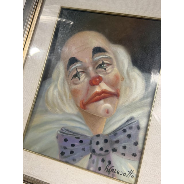 Unknown, Melancholic Clown Face, 1970s, Oil on Canvas, Framed For Sale - Image 4 of 6