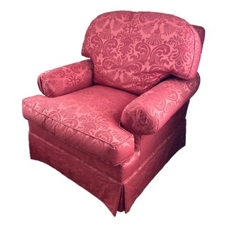 1990s Century Furniture Damask Upholstered Club Chair For Sale