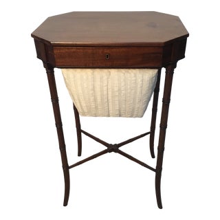 Antique English Mahogany Sewing Table For Sale