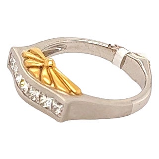 Late 20th Century Platinum & 18k Diamond Band, Size 5 For Sale