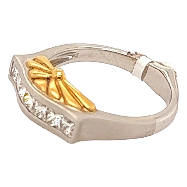 Late 20th Century Platinum & 18k Diamond Band, Size 5 For Sale