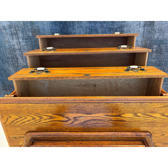 1980s Dixie Furniture Recollections Rustic Country French Solid Oak Chest With Oval Table Mirror For Sale In Los Angeles - Image 6 of 12