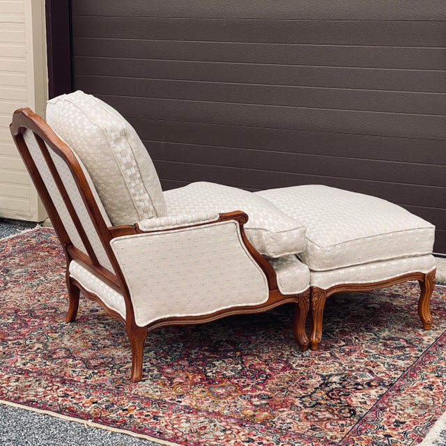 Reupholstered Henredon Fine Furniture Louis XV French Bergere Chair & Ottoman Set Chairish