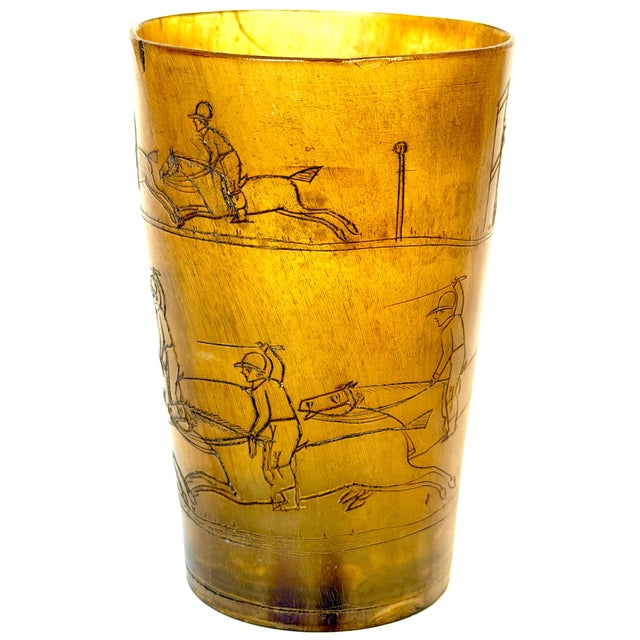 English Georgian Sporting Cow Horn Beaker, Continuous Steeplechase Race For Sale - Image 12 of 13