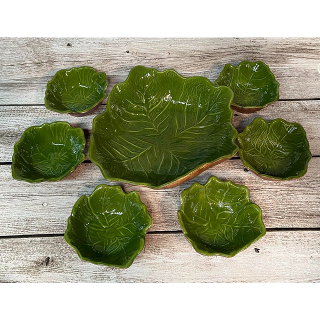 Mid-Century Modern Vintage California Pottery Sequoia Ware Salad Service Set, 7pcs, Very Rare For Sale - Image 3 of 12