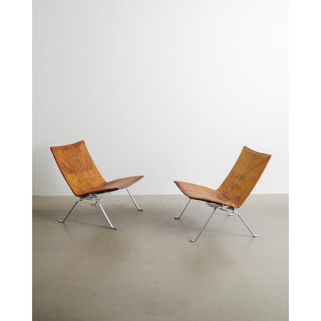 PK-22 Brown Leather Steel Easy Chairs by Poul Kjaerholm for E. Kold Christensen, 1960s, Set of 2 For Sale - Image 11 of 11