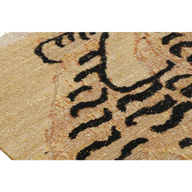 Rug & Kilim’s Tiger Rug in Gold With Orange and Black Pictorial | Chairish