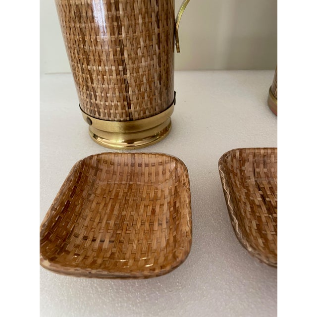 Cane and Acrylic Glass Table Set, 1960s, Set of 5 For Sale - Image 12 of 14