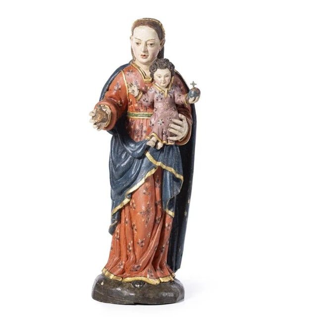 Our Lady with Child Jesus Savior of the World, 17th Century For Sale - Image 5 of 6