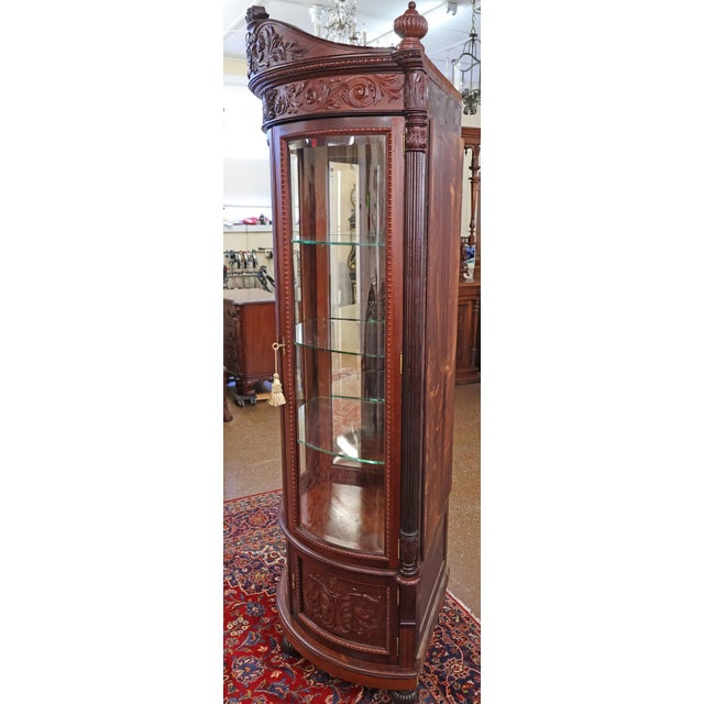 19th Century Victorian RJ Horner Carved Mahogany Beveled Glass Corner Cabinet For Sale - Image 14 of 15