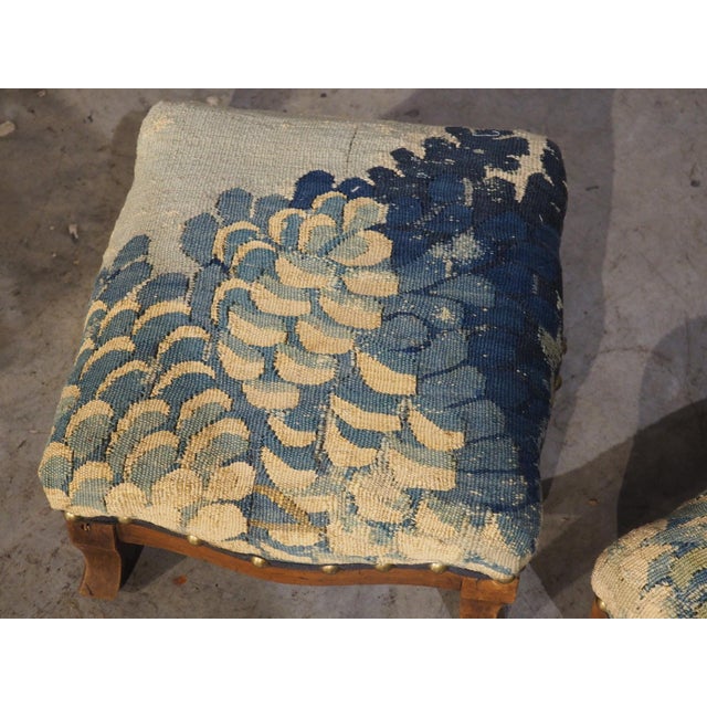 Wood Pair of 19th Century French Louis Philippe Fruitwood and Tapestry Foot Stools For Sale - Image 7 of 15