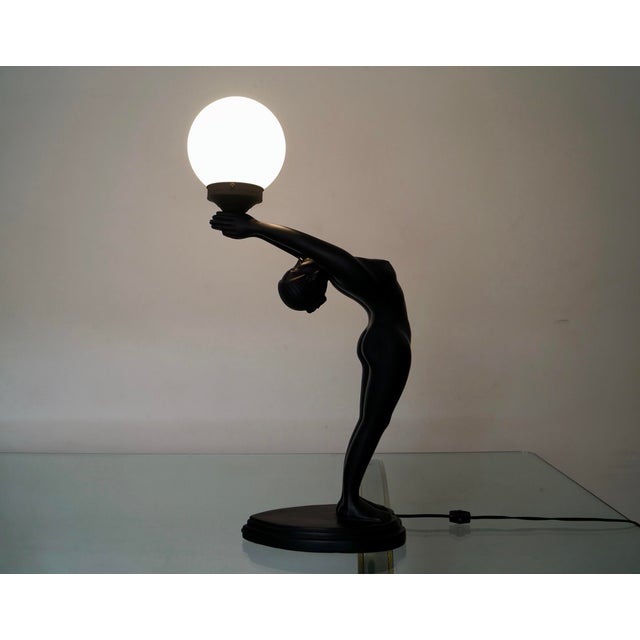 1980s Art Deco Sculptural Figural Globe Table Lamp For Sale - Image 11 of 12