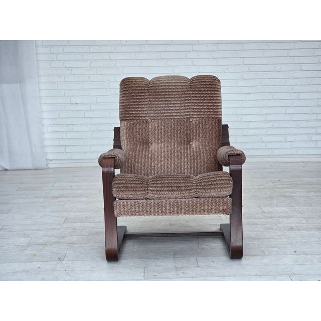 Vintage Danish Lounge Chair in Light Brown Furniture Corduroy, 1970s For Sale - Image 6 of 18