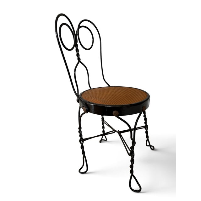 Farmhouse Antique Restored Early 20th C. Child's Twisted Wrought Iron Ice Cream Parlor Chair For Sale - Image 3 of 13