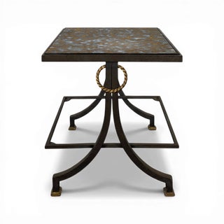 Neoclassical Side Table in Wrought Iron and Glazed Glass For Sale
