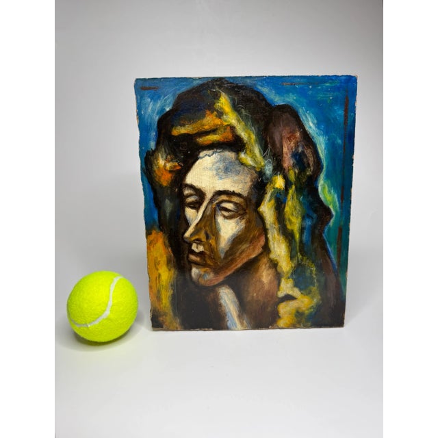 Abstract Fauvist Ancient Figurehead Original Oil Painting on Board For Sale - Image 10 of 12