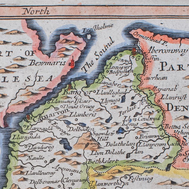 Antique Dual Sided Carnarvonshire Map, Atlas Excerpt, North Wales, Cartography For Sale - Image 9 of 12