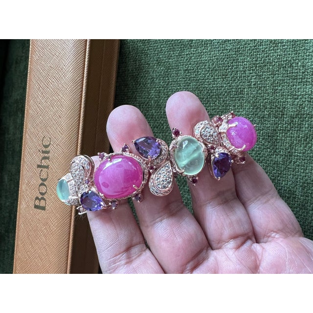 Amethyst Bochic "Capri" 70 Carats Ruby & Multi Color Gem Bracelet Set 18K Gold & Silver For Sale - Image 8 of 18