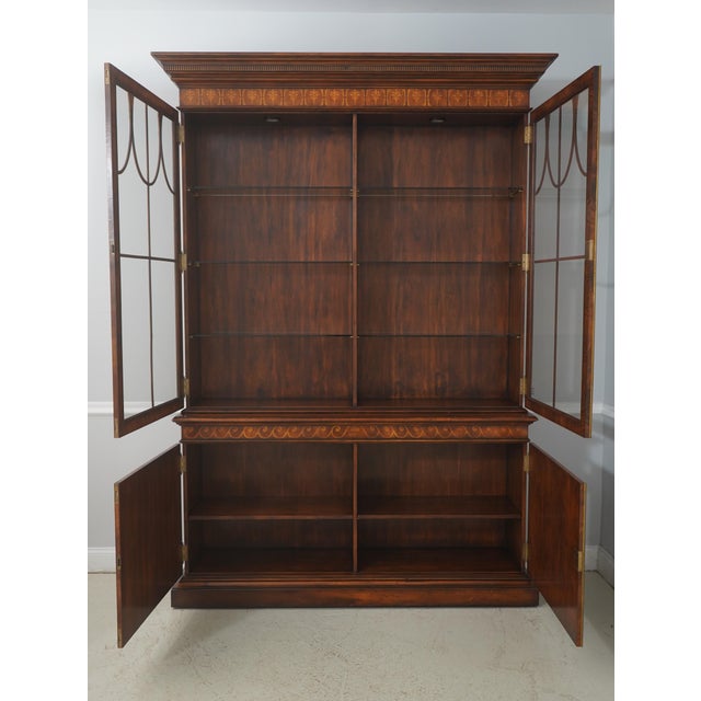 English Theodore Alexander Inlaid Mahogany Large China Cabinet For Sale - Image 3 of 18