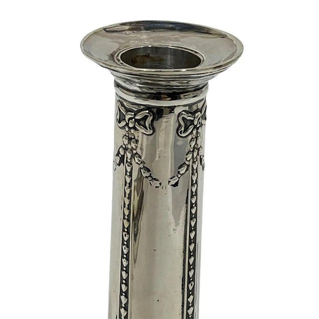 English Silver Candlesticks attributed to Thomas Bradbury, 1904, Set of 2 For Sale - Image 6 of 9