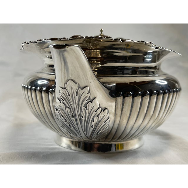 1899 Goldsmiths & Silversmiths Co Sterling Silver Large Milk Pitcher Cherub For Sale - Image 11 of 15