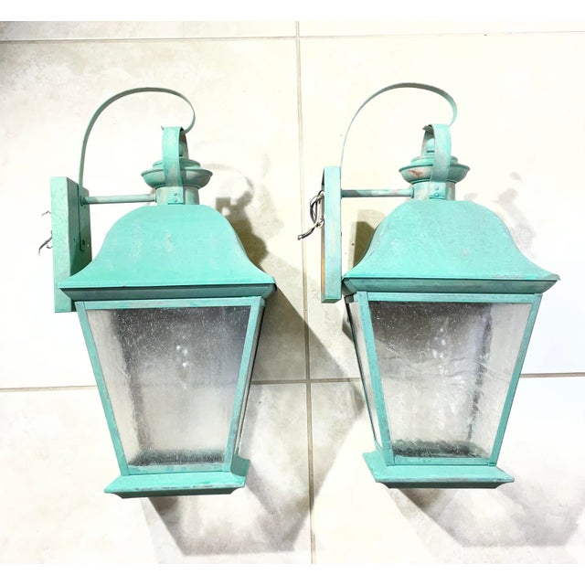 Metal Pair of Vintage Solid Brass Wall Lanterns - Timeless Elegance for Your Home For Sale - Image 7 of 15