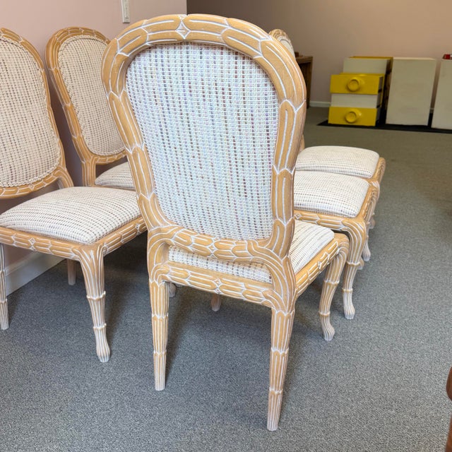 Vintage Regency Serge Roche Style Faux Bois Dining Chairs - Set of 6 For Sale In New York - Image 6 of 10