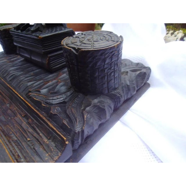 Antique Hand-Carved Desk Set with Raven, 1890s For Sale - Image 4 of 12