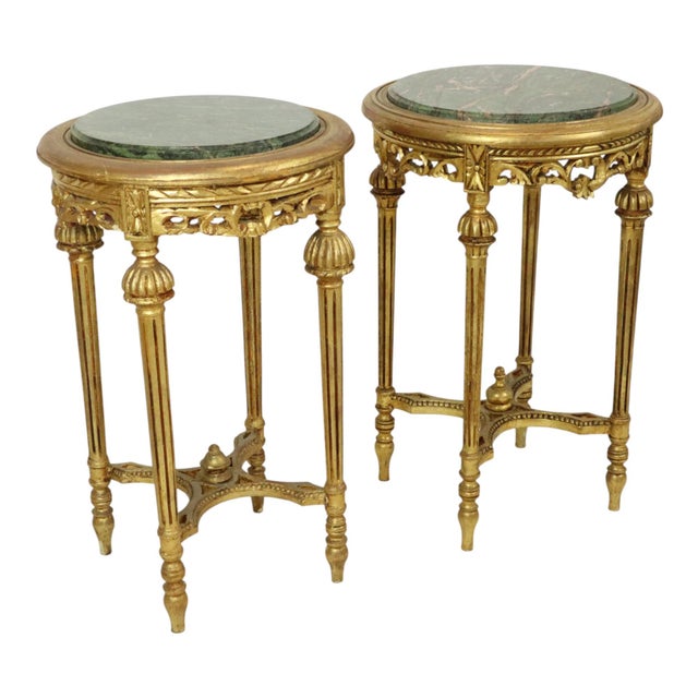 Antique Empire French Side Tables Plant Tables in Marble, 1890s, Set of 2 For Sale - Image 5 of 18