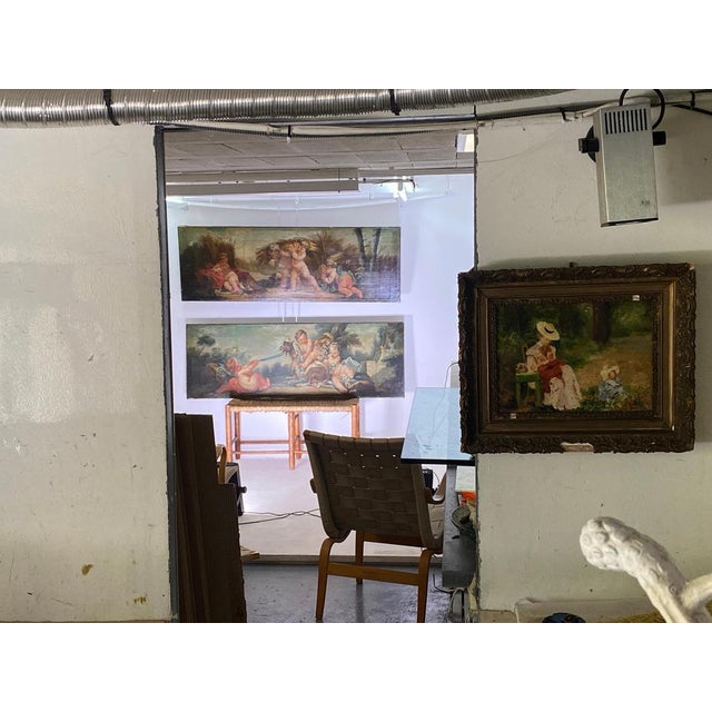 French Artist, Cherubs, 18th Century, Large Oil on Canvas Paintings, Set of 2 For Sale - Image 3 of 18