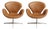 Vintage Swivel Swan Chairs in Cognac Leather by Arne Jacobsen for Fritz Hansen, 1950s, Set of 2 For Sale