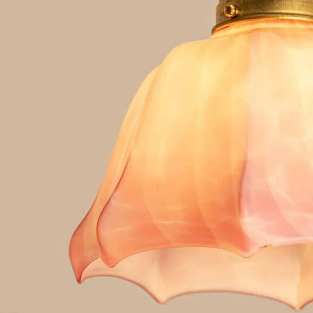 Art Deco Hand-Blown Pink Ruffled Murano Glass Pendant, 1970s For Sale - Image 9 of 13