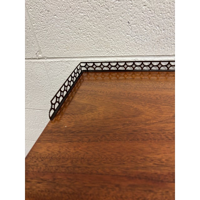 Vintage Chippendale Style Galleried Mahogany Sideboard Buffet Console Desk For Sale - Image 14 of 17