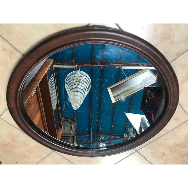 Brown Oval Mirror in a Mahogany Frame For Sale - Image 8 of 18