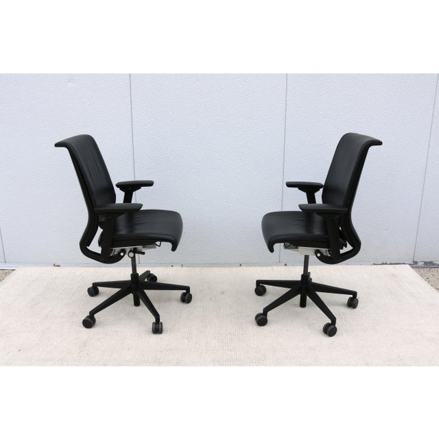 Steelcase Think Ergonomic Executive Desk Chair in Black Leather, Fully Adjustable For Sale - Image 12 of 18