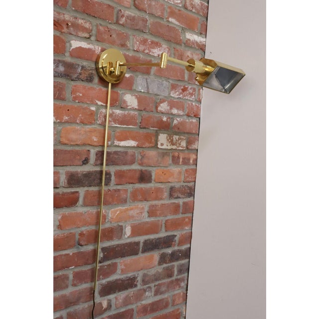 Vintage Polished Brass Swing Arm Wall Lamp With Swiveling Shade by Chapman For Sale In New York - Image 6 of 18