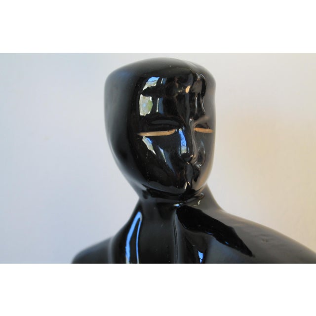 Vintage Postmodern Black Ceramic Figure For Sale - Image 9 of 11